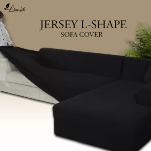 L Shape Jersey Sofa Cover-Black