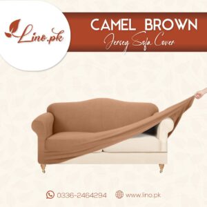 Jersey Sofa Cover- CAMEL BROWN