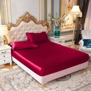 Satin Fitted Sheet – Maroon
