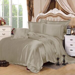 4 Pcs Satin Duvet Bed Set – Grey
