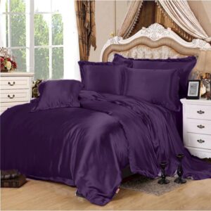 4 Pcs Satin Duvet Bed Set – Purple
