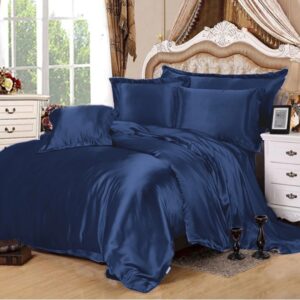 4 Pcs Satin Duvet Bed Set – Blue