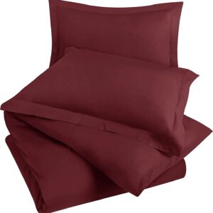 Duvet Cover King Size Set – 1 Duvet Cover with 2 Pillow Shams – 3 Pieces Comforter Cover with Zipper Closure – Ultra Soft Brushed – Maroon
