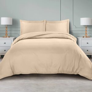 Duvet Cover King Size Set – 1 Duvet Cover with 2 Pillow Shams – 3 Pieces Comforter Cover with Zipper Closure – Ultra Soft Brushed – Beige