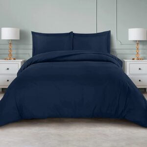 Duvet Cover King Size Set – 1 Duvet Cover with 2 Pillow Shams – 3 Pieces Comforter Cover with Zipper Closure – Ultra Soft Brushed – Blue