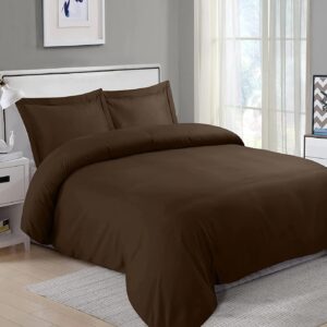 Duvet Cover King Size Set – 1 Duvet Cover with 2 Pillow Shams – 3 Pieces Comforter Cover with Zipper Closure – Ultra Soft Brushed – Brown