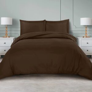 Duvet Cover King Size Set – 1 Duvet Cover with 2 Pillow Shams – 3 Pieces Comforter Cover with Zipper Closure – Ultra Soft Brushed – Brown