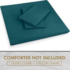 Duvet Cover King Size Set – 1 Duvet Cover with 2 Pillow Shams – 3 Pieces Comforter Cover with Zipper Closure – Ultra Soft Brushed – Green