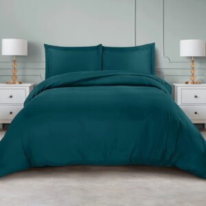 Duvet Cover King Size Set – 1 Duvet Cover with 2 Pillow Shams – 3 Pieces Comforter Cover with Zipper Closure – Ultra Soft Brushed – Green